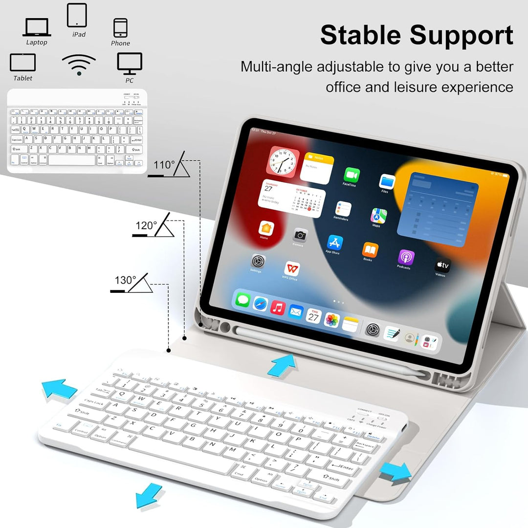 JKSML Tastatur Hülle für iPad Air 11 Zoll (M2) 2024, iPad Air 5. Gen 2022/4. Gen 2020 10.9 Zoll Tast