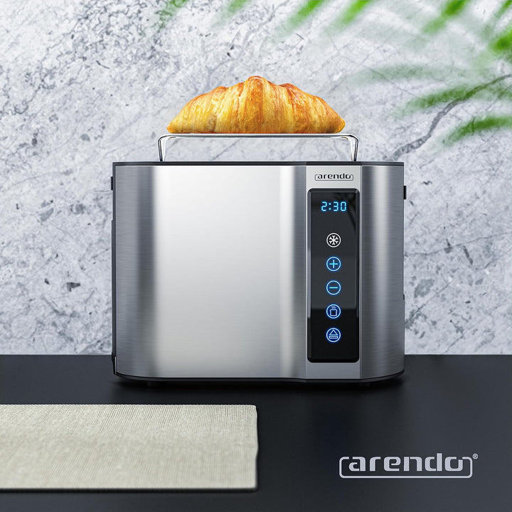 Arendo - Touch Toaster 2 Scheiben Edelstahl - Touchpanel - digital Display Restzeitanzeige - 800 W –