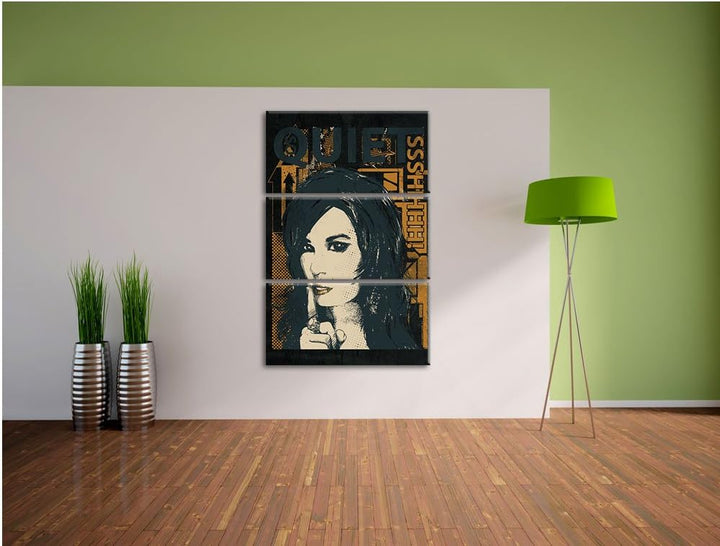 Keep a secret black Bild 3-Teiler Leinwandbild 120x80 Bild auf Leinwand, XXL riesige Bilder fertig g