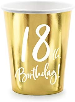 Playflip Party Geschirr 18. Geburtstag Gold Partyset Einweggeschirr 18 Jahre Teller Becher Serviette