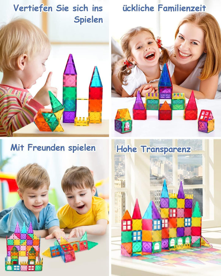 Magnetische Bausteine 80 Teile Magnetspielzeug Magnete Bauklötze Baukasten Kinder Magnetbausteine Pe