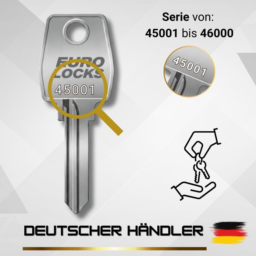 Ersatzschlüssel für Euro-Locks (Code 45001 bis 46000) - Nachschlüssel für Möbel-, Spindschlösser und