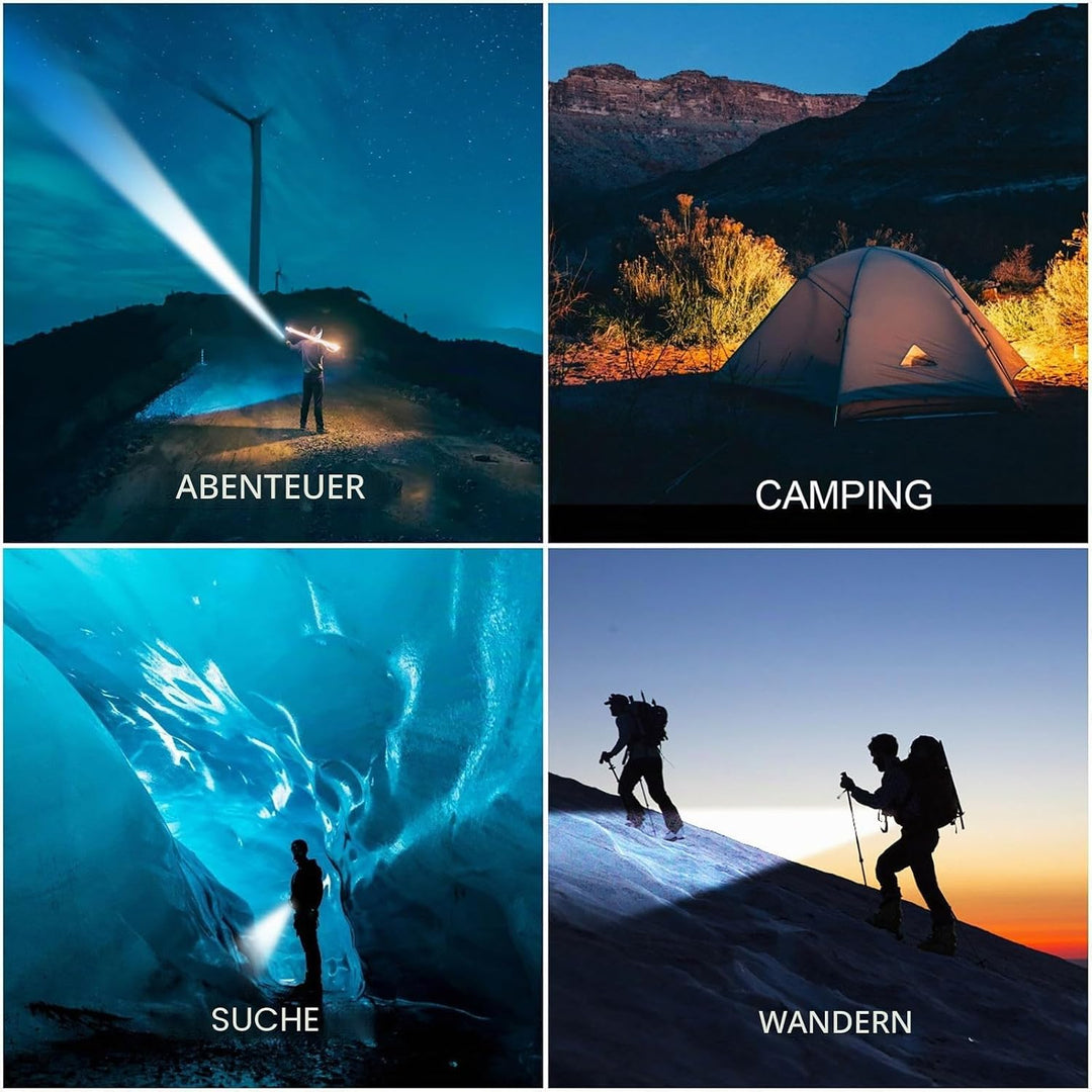 ERAY LED Taschenlampe 11000 lm, Handscheinwerfer LED Akku Wiederaufladbar 9600mAh Power Bank, IPX4 W
