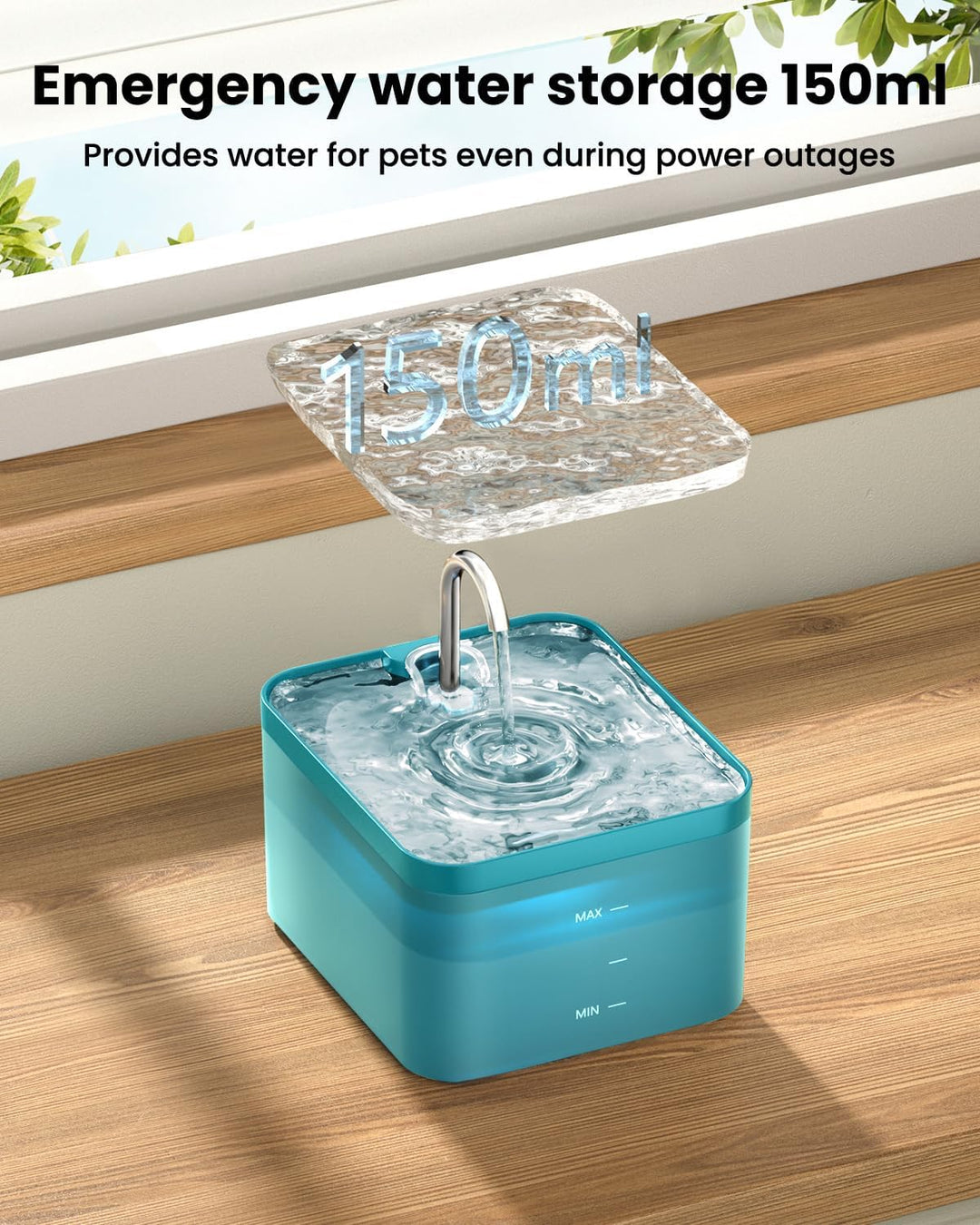 Katzenbrunnen, 2,2L Trinkbrunnen für Katze, Super Leiser, Wasserhahn-Design Wasserbrunnen für Katzen