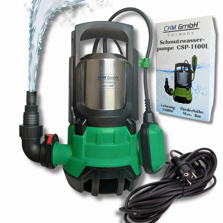 CHM GmbH® Tauchpumpe flachsaugend bis 1mm 250 Watt Flachsaugpumpe