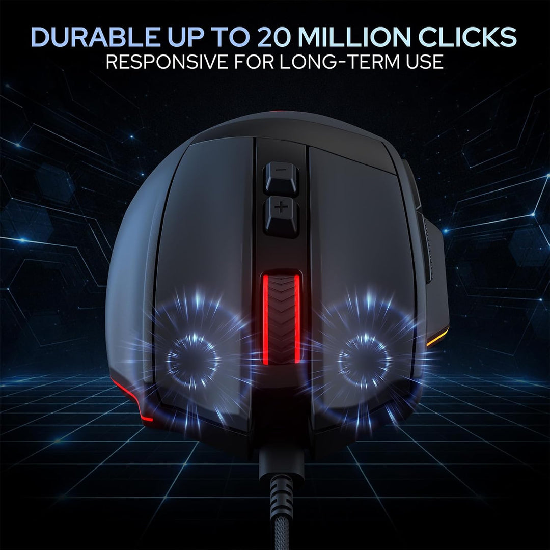 Redragon M923 Kabelgebundene RGB Gaming Maus, Optische Ergonomische Maus mit Max. 24.000 DPI, Hochpr