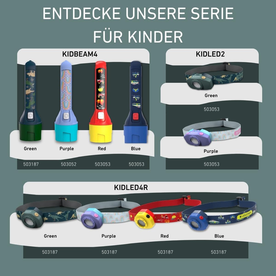 Ledlenser KIDBEAM4 Taschenlampe grün | energiesparende Batterie Led | 4 Farbmodi und Blinkfunktion |