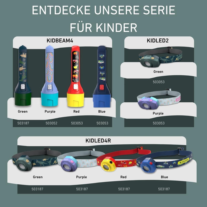 Ledlenser KIDBEAM4 Taschenlampe grün | energiesparende Batterie Led | 4 Farbmodi und Blinkfunktion |