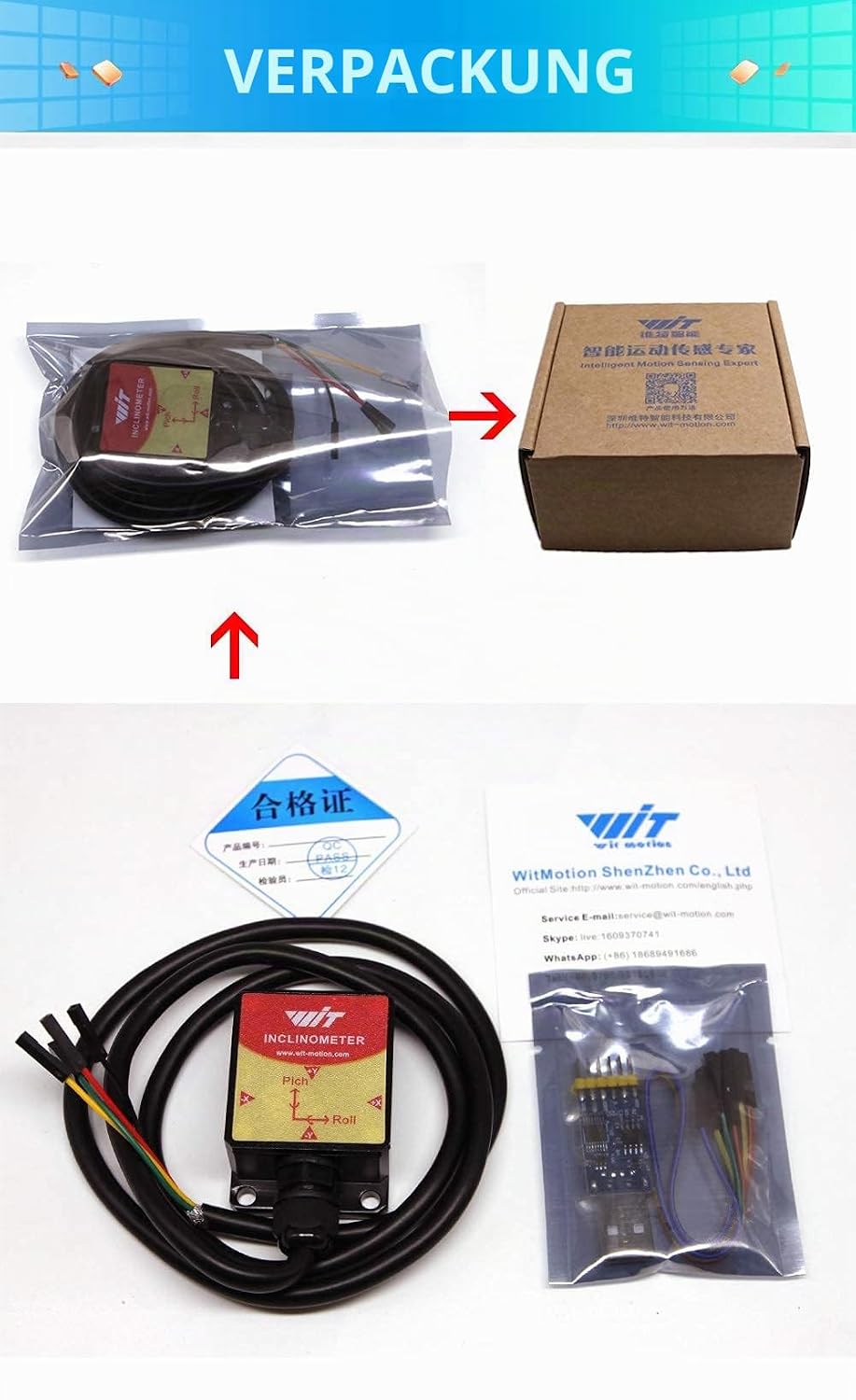 [Beschleunigungsmesser+Neigungsmesser in Militärqualität]9-Achsen-Gyroskop HWT905-TTL MPU-9250+Winke