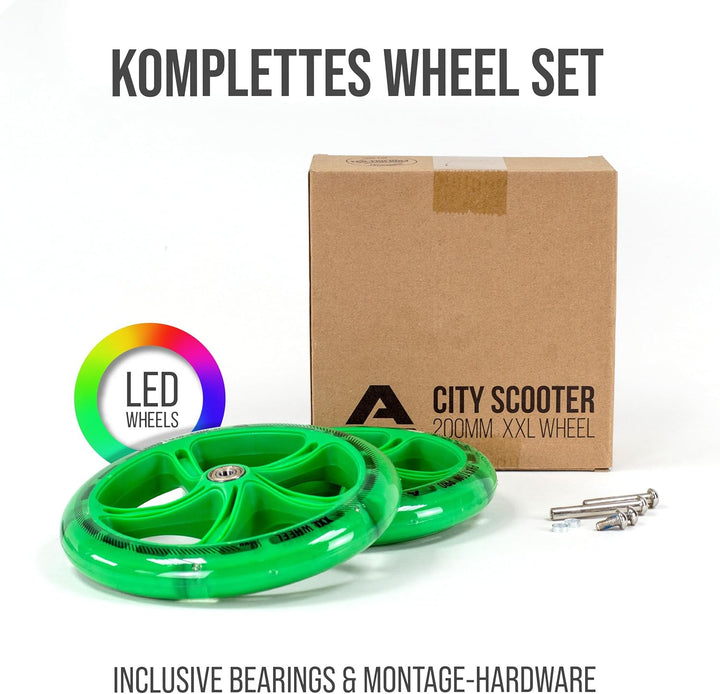 Apollo City Scooter 200mm Ersatzräderset - Pro Wheels mit ABEC 7 Kugellager, Roller Rad Ersatz-Räder