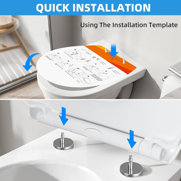 Toilettendeckel mit Absenkautomatik,WC Sitz Quick Release Funktion und Softclose-Einfache Montage Kl
