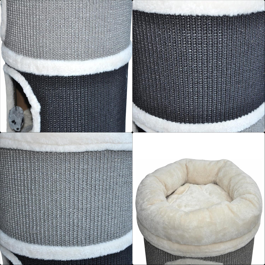 nanook Kratztonne Bella aus Sisal, Höhe 80 cm, Spieltonne für Katzen ø 35 cm, Katzenkratzbaum mit 3