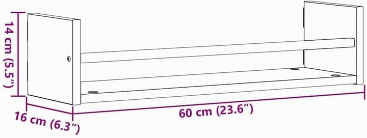 vidaXL Wandregal Wandmontiert 2 pcs Altholz 60 x 16 x 14 cm, Rechteckiges, modernes Wandregal, viel