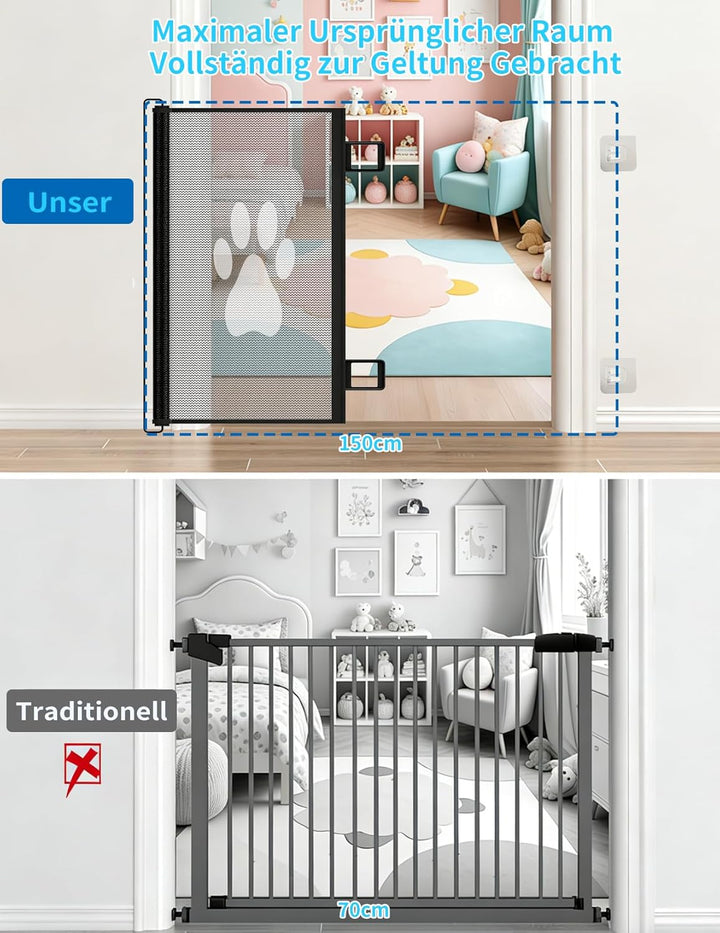 Treppenschutzgitter Ausziehbar für Babys, 0-130cm Treppenschutzgitter Türschutzgitter Ausziehbar Gee
