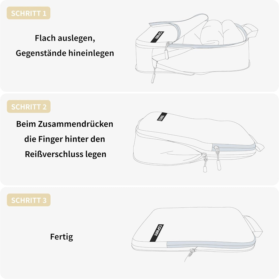 Cipway Kompressions Packwürfel Set für Reisen, Ultraleichter Erweiterbarer Verpackungsorganizer für