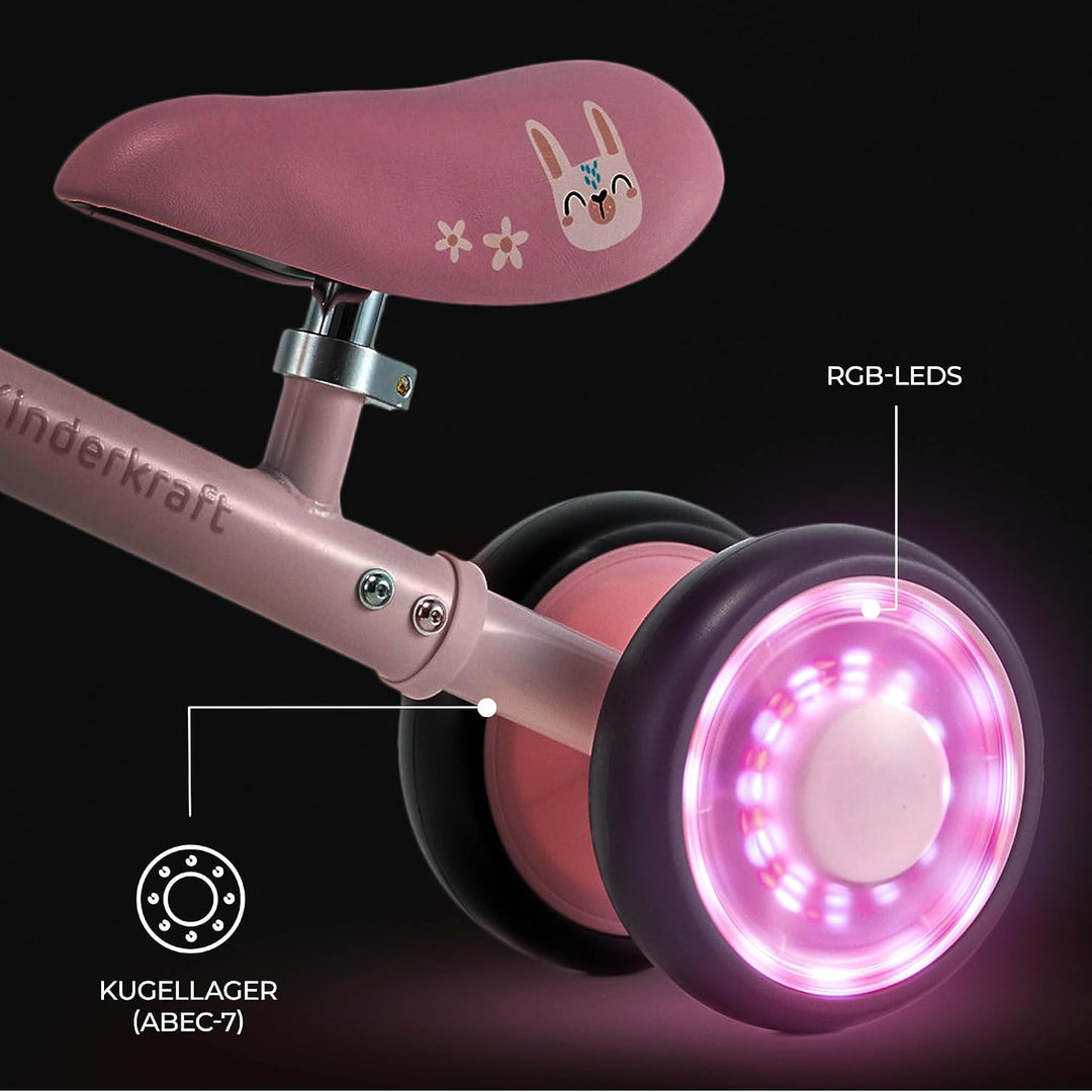 Kinderkraft Cutie Flash Laufrad, Lernlaufrad, Kinderlaufrad, Lauflernrad ohne Pedale, Räder mit LED-