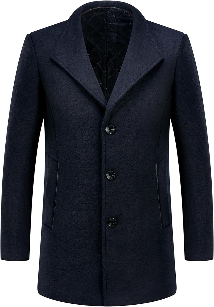 KUDORO Herren Wintermantel Kurzmantel Wollmantel Stehkragen Herren Mantel Warm Kurz Slim Fit Winterj