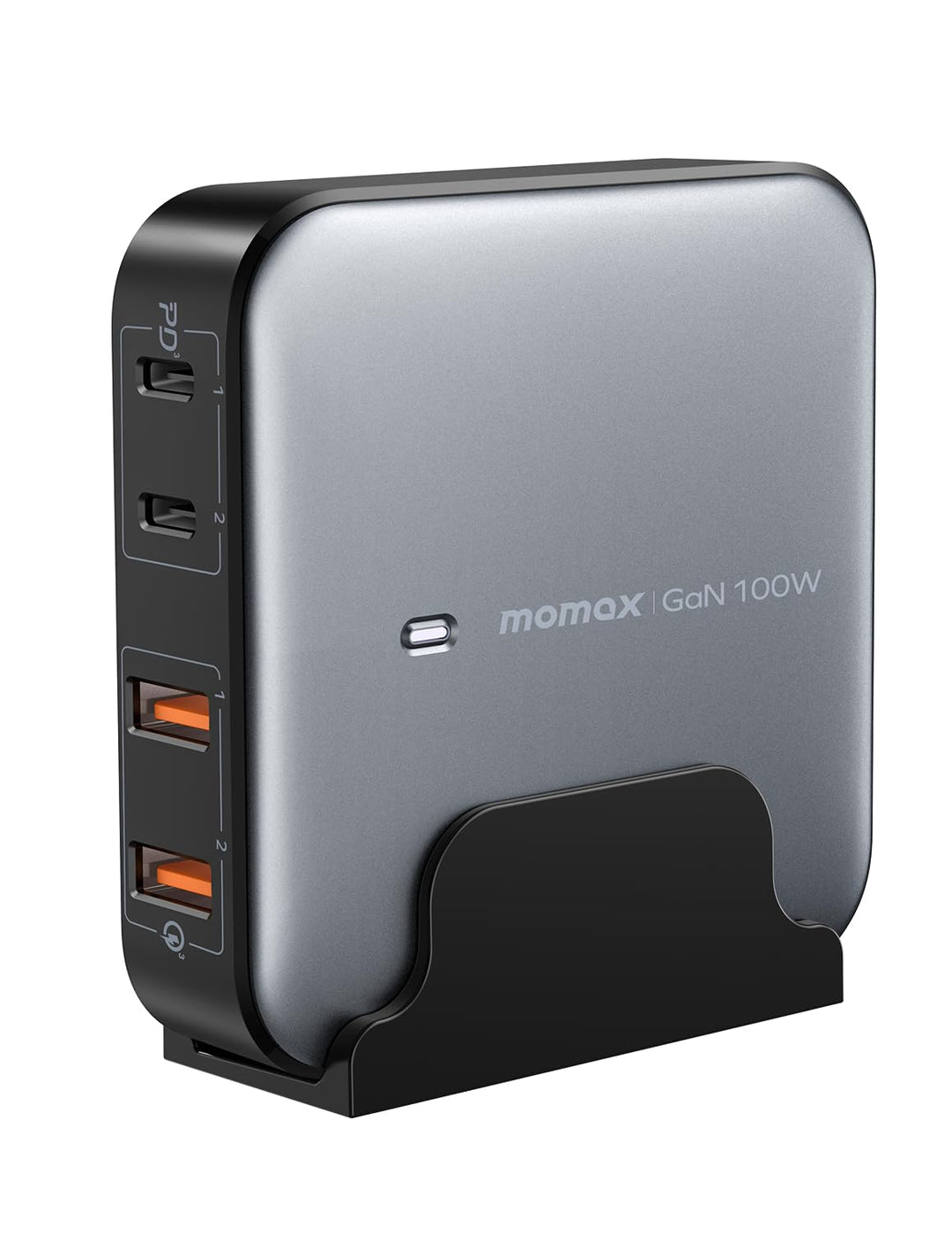 MOMAX USB C Ladegerät,100W GaN 4 Port USB Schnellladegerät mit 2M Kabel, USB Ladegerät Mehrfach mit