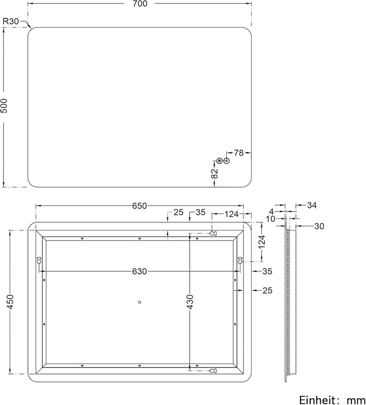 SONNI LED Badspiegel 70x50cm – Wandspiegel mit Beleuchtung, 3 Farbtemperaturen, Dimmbar, Anti-Beschl