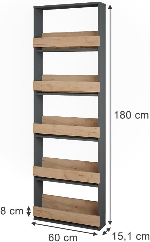 Vicco Weinglasregal Repose, Goldkraft Eiche/Anthrazit, 60 x 180 cm 60x180 cm, 60x180 cm