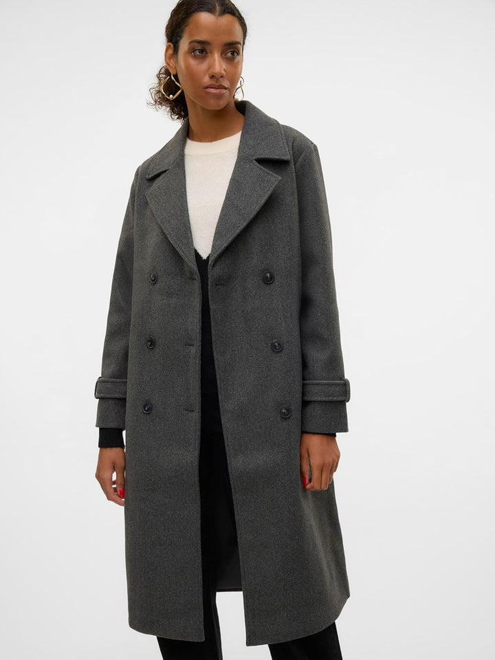 Vero Moda Female Mantel VMFORTUNEVEGA Mantel XS Dark Grey Melange, XS Dark Grey Melange