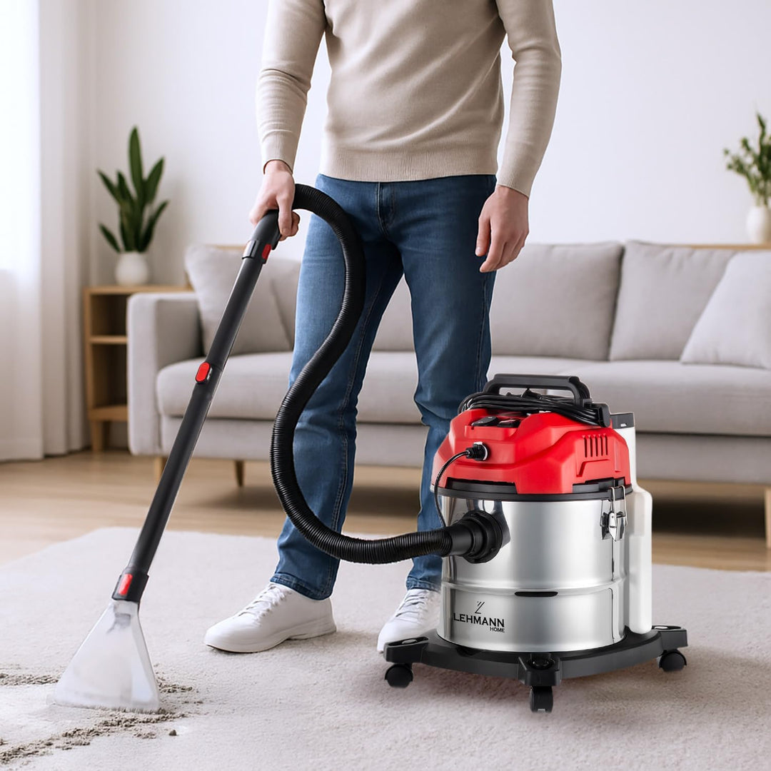 LEHMANN Waschsauger mit 20L-Behälter - 1600W - Polsterreiniger Gerät mit HEPA-Filter - 4,3L Reinigun