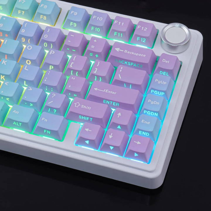 PBT Keycaps, 133 Keys Y2K Aesthetic Gradient Keycaps, Double Shot Shine Through Side Printed Keycap,