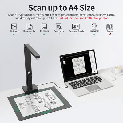 CZUR Lens Pro 8MP USB-DocumentenKamera und Visualizer, Faltbarer Dokumentenscanner mit OCR, Mobiler