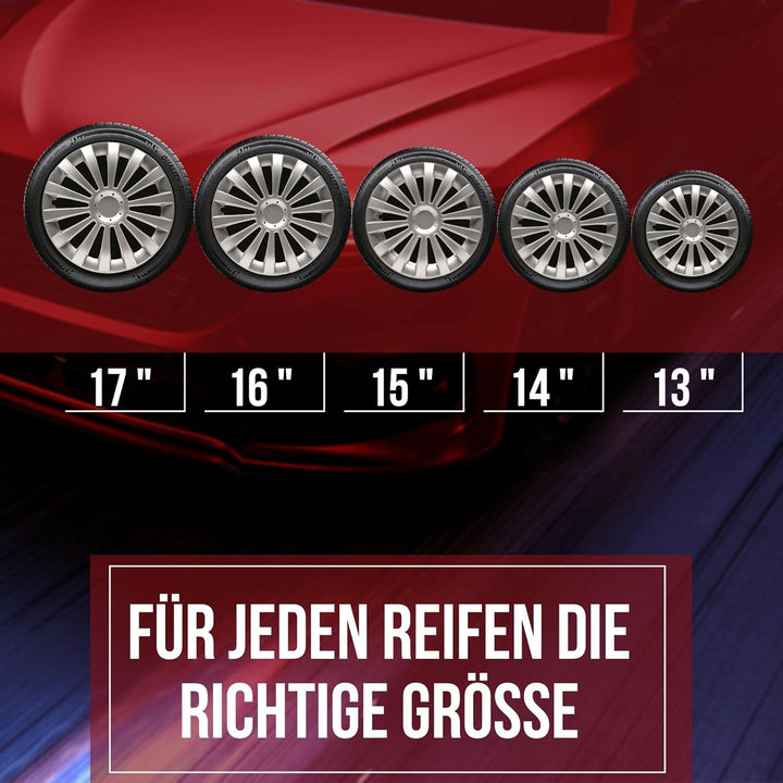 Albrecht 13 Zoll Radkappen Silber für Stahlfelgen - Meridian Radzierblenden aus hochwertigem Kunstst