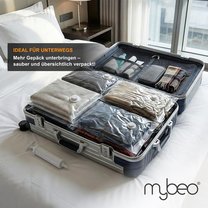 Mybeo – Vakuumbeutel – Set aus 10 Beuteln – 2 verschiedene Grössen XL L – Kompressionsbeutel mit Pum