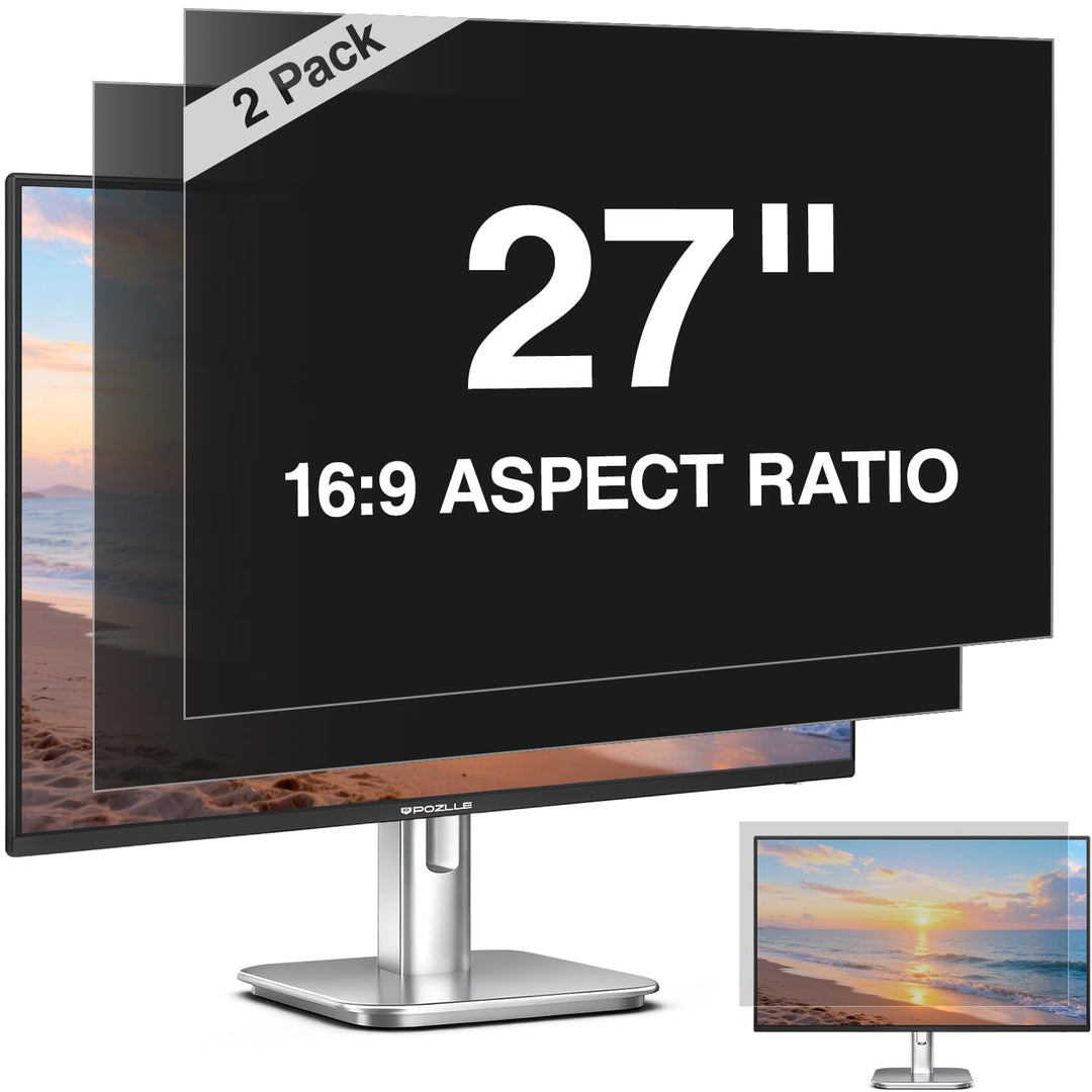 2er-Pack Blickschutzfolie für 27 Zoll 16:9 (59.8 x 33.7 cm) Monitor, Blaulichtfilter, Blendschutz, A