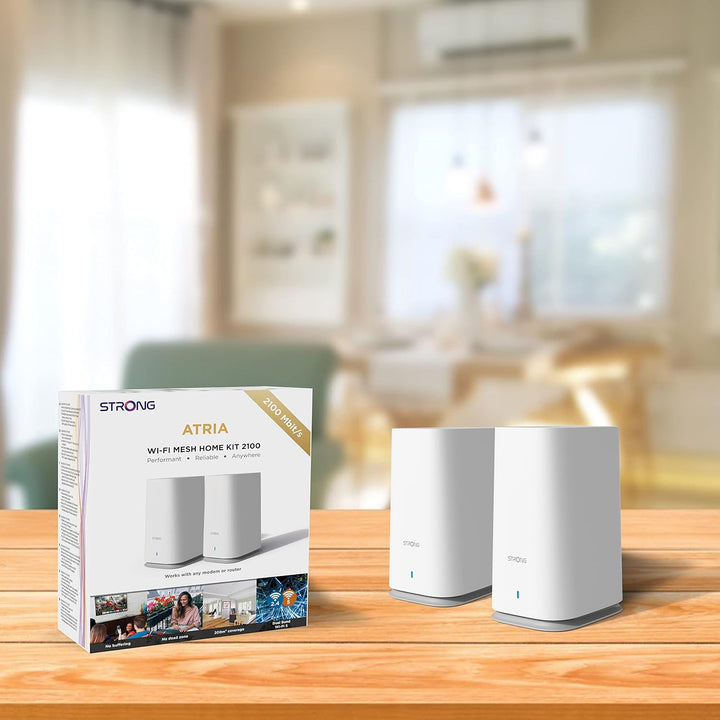 STRONG Atria Wi-Fi Mesh Home Kit 2100, WLAN Verstärker, Repeater, 200m² Abdeckung, 2100 Mbit/s, 2,4