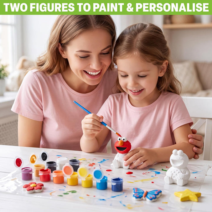 Get Trend Sesamstrasse Bastelset Kinder, 2 Gipsfiguren zum Bemalen Multi Elmo/Cookie Monster, Multi