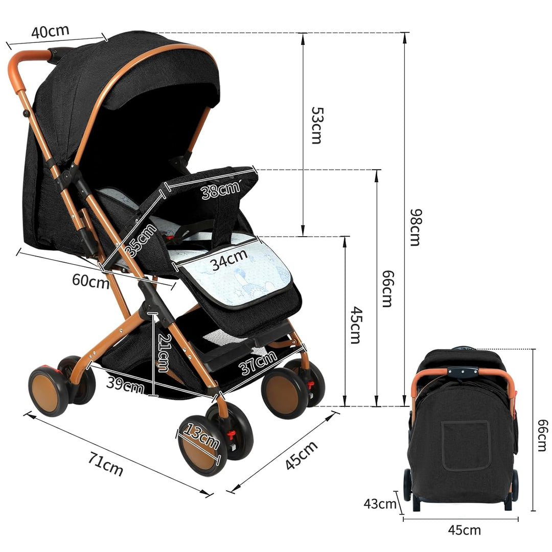 homewell Baby Kinderwagen klappbar, Buggy Kinderbuggy, 0-6 Jahre, flache Liegeposition, Einhändig Kl