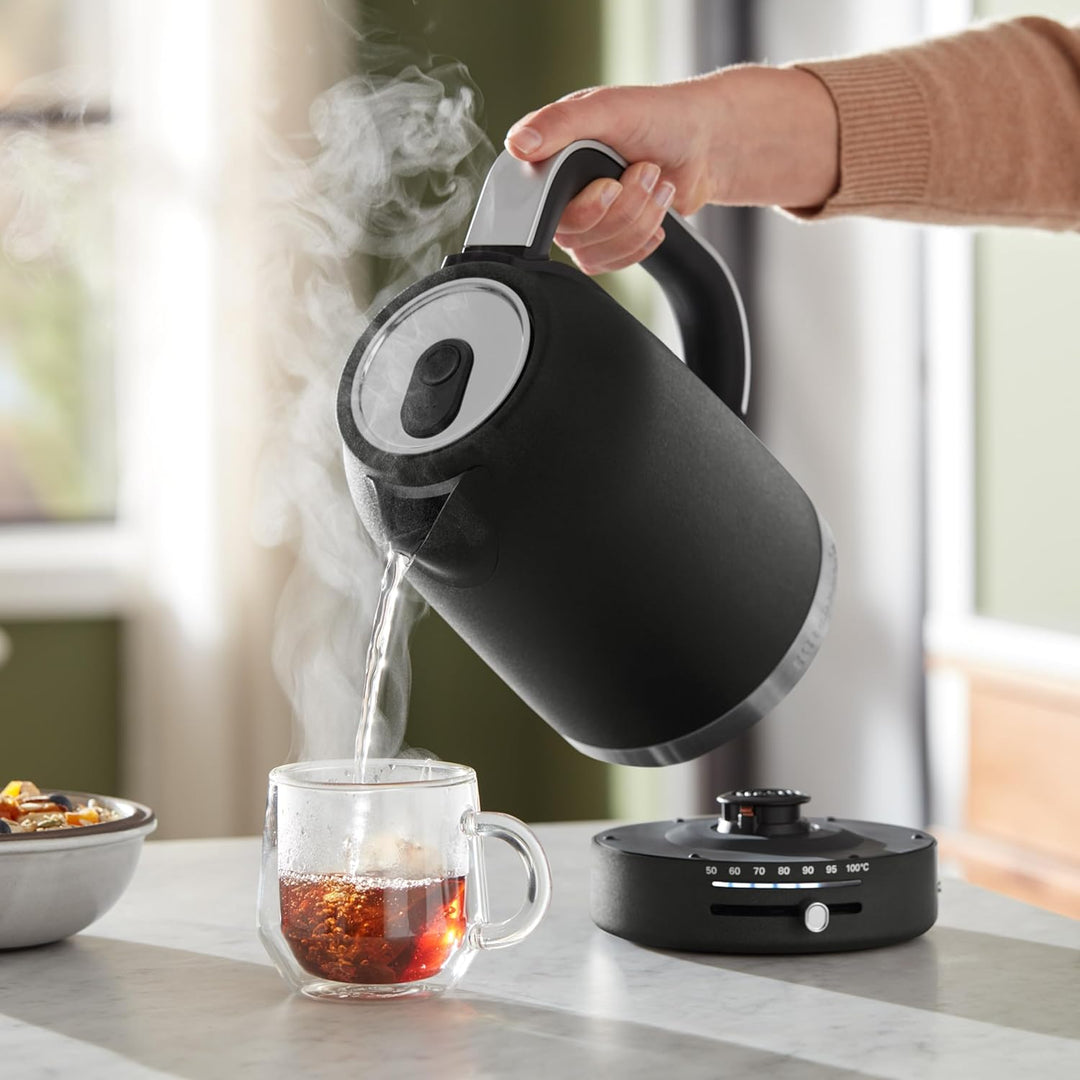 KitchenAid 5KEK1701EBK Wasserkocher 1,7 L mit digitaler Temperatureinstellung (50°C-100°C), Warmhalt