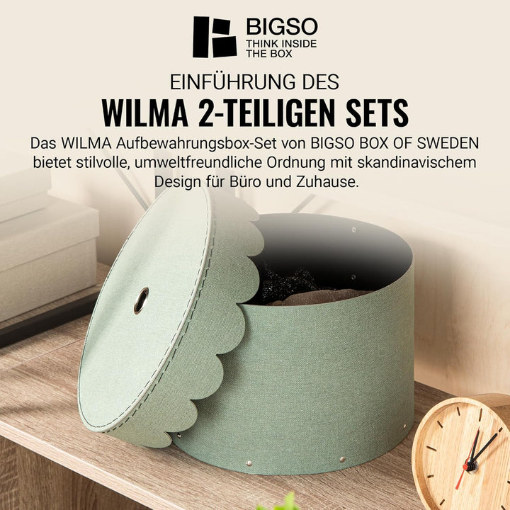 BIGSO WILMA 2er-Set runde Aufbewahrungsbox mit Deckel – Ordnungsbox mit Deckel für Kleidung, Spielze