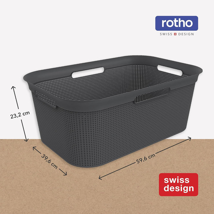 Rotho Brisen 4er-Set Wäschekorb 40l, Kunststoff (PP) BPA-frei , anthrazit,