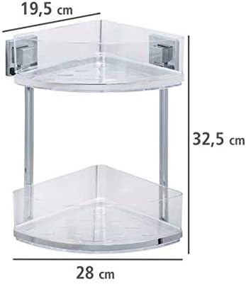 WENKO Vacuum-Loc® Badezimmer Eckregal Quadro Duo, ohne bohren, mit 2 Etagen, rostfreie Edelstahl Hal