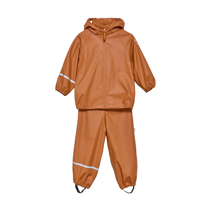 Celavi Unisex Kinder Basic Recycle Pu Rainwear Set 100 Amber Brown, 100 Amber Brown