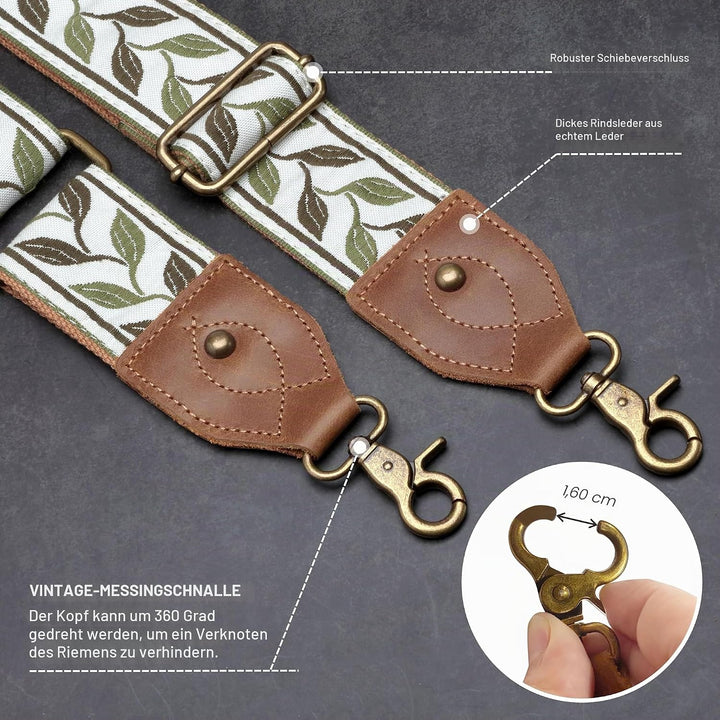 Crazy Horse Geldbörsenriemen aus Leder, 5 cm breiter Schultergurt, verstellbarer Ersatz, Jacquard-St