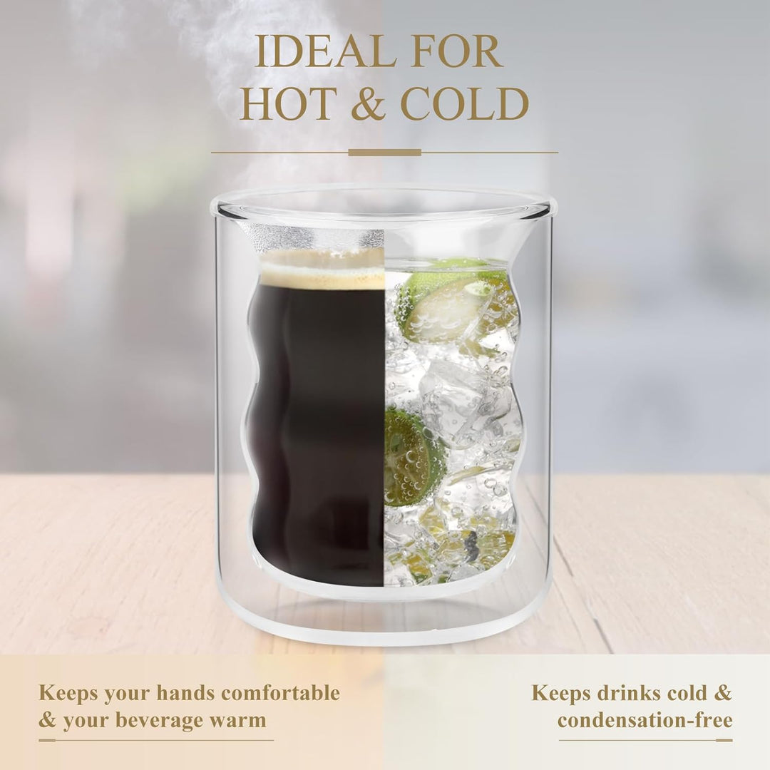 CPROSP Doppelwandige Kaffee Gläser, 6tlg 350ml Thermogläser Latte Macchiato, Isolierte, Cappuccino,