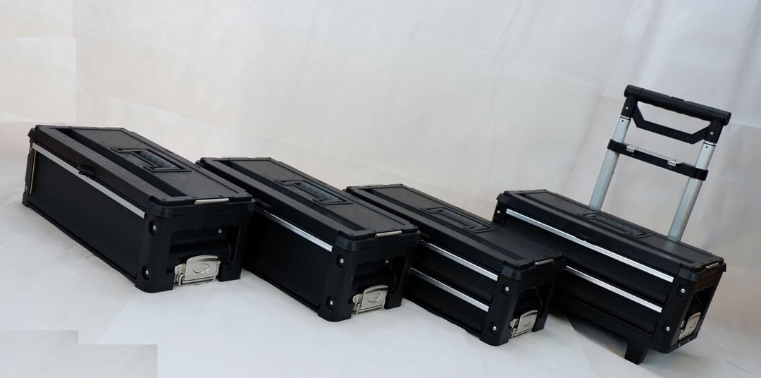 ALEOS. Metall Werkzeugtrolley Werkstattwagen XXL Type: B4-B BLACK EDITION schwarz mit Schubladenverr