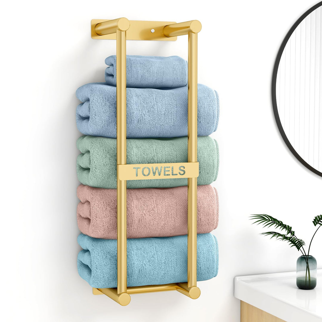 Handtuchregal Badezimmer Wand Handtuchhalter Golden 56cm Gästehandtuchhalter Wandmontage 3X Grosse G