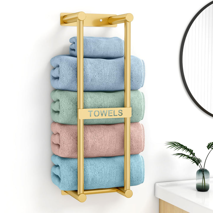 Handtuchregal Badezimmer Wand Handtuchhalter Golden 56cm Gästehandtuchhalter Wandmontage 3X Grosse G