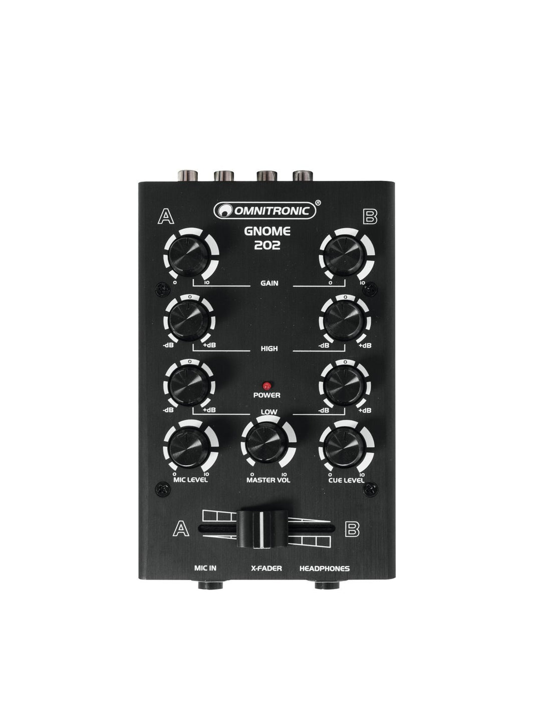 OMNITRONIC GNOME-202 Mini-Mixer schwarz | 2-Kanal-DJ-Mixer im Miniaturformat | Extrem leichter und k