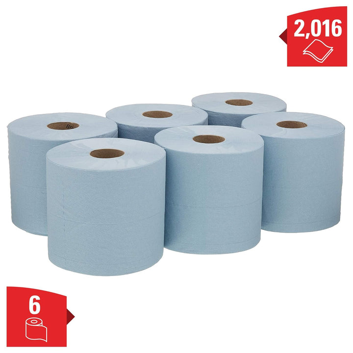 WypAll 7302 Industriewischtücher L20, mit Zentralentnahme, 2-lagig, blau (6 Rollen x 380 Wischtücher
