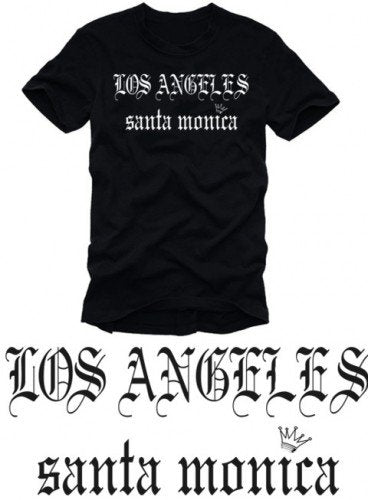 LOS Angeles stanta Monica Beach t-Shirt Black/White M Black/White, M Black/White