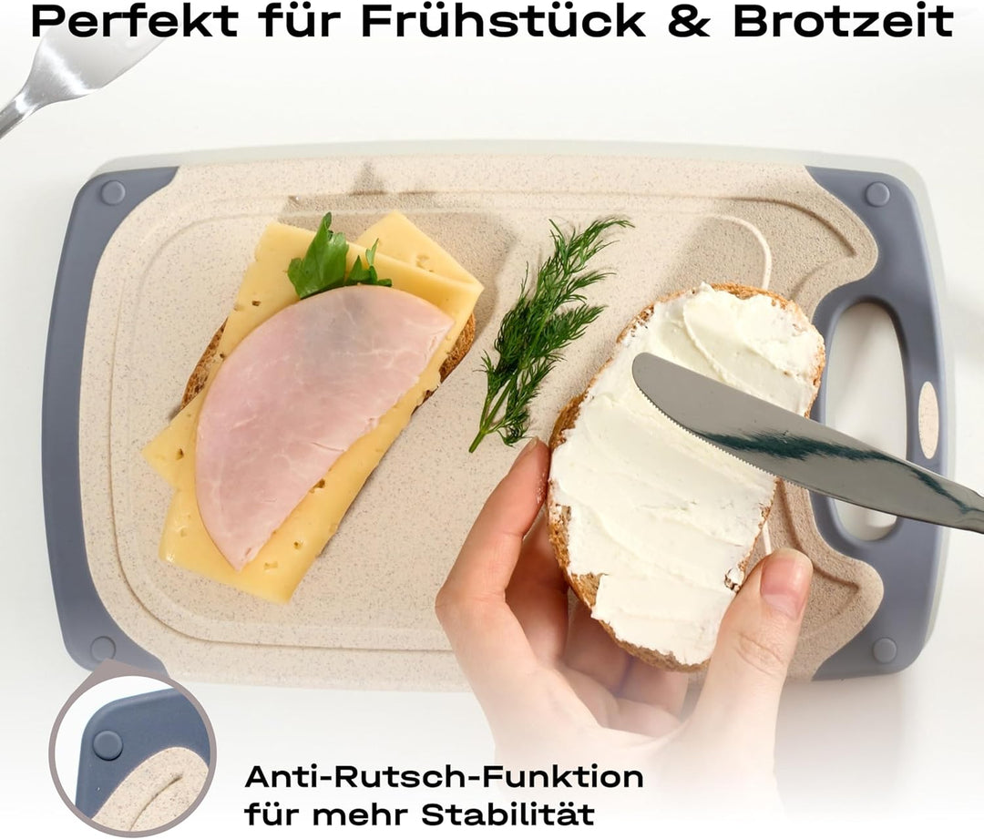 6 kleine Frühstücksbrettchen, 24x14cm, Kunststoff, Bretter, Brotzeitbrett, Schneidebrett Set, creme