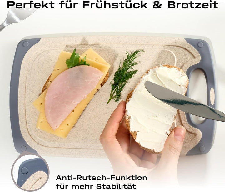 6 kleine Frühstücksbrettchen, 24x14cm, Kunststoff, Bretter, Brotzeitbrett, Schneidebrett Set, creme