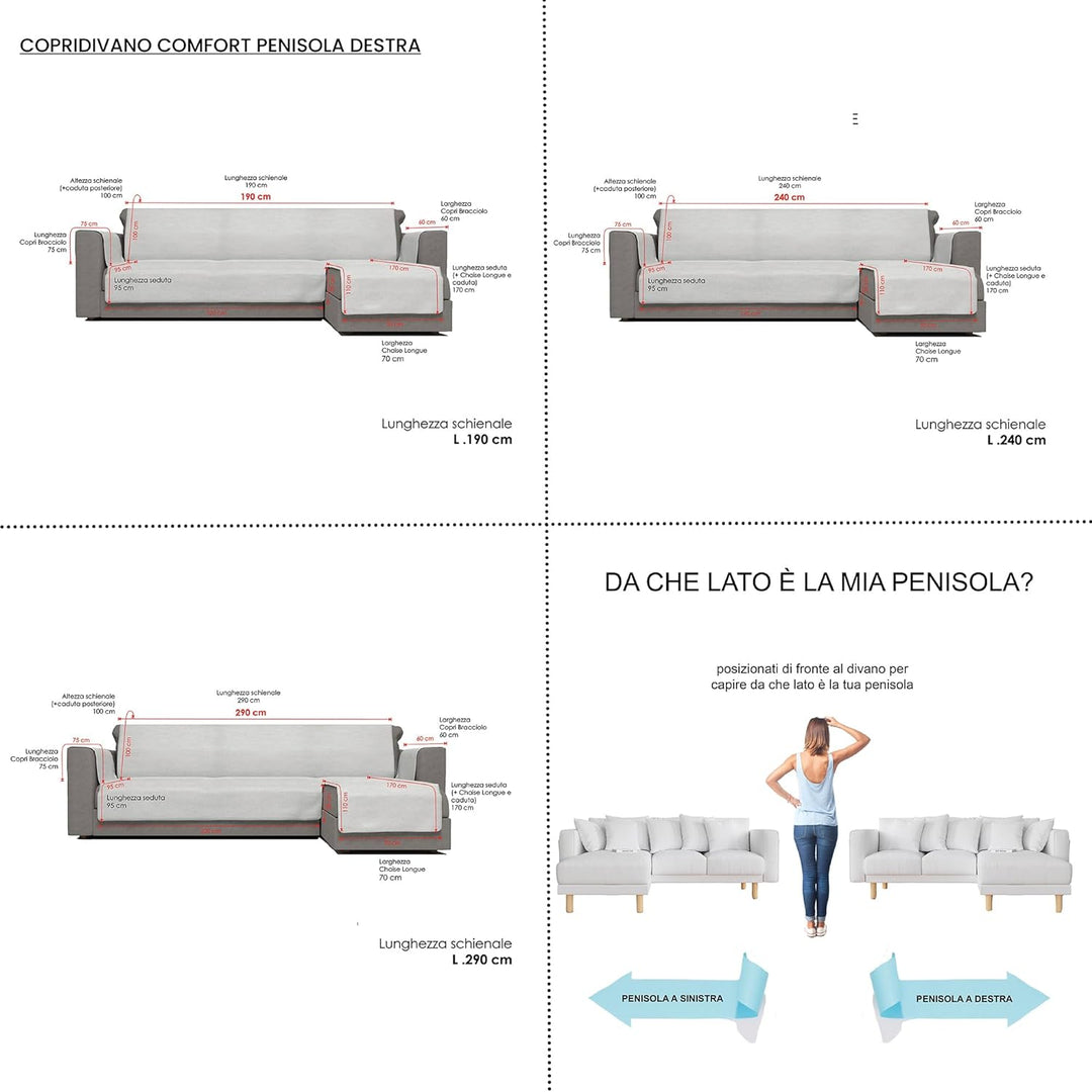 Komfort-Antigleiten-Sofa-Decke mit chaiselongue,290cm, beige 290 cm Beige, 290 cm Beige
